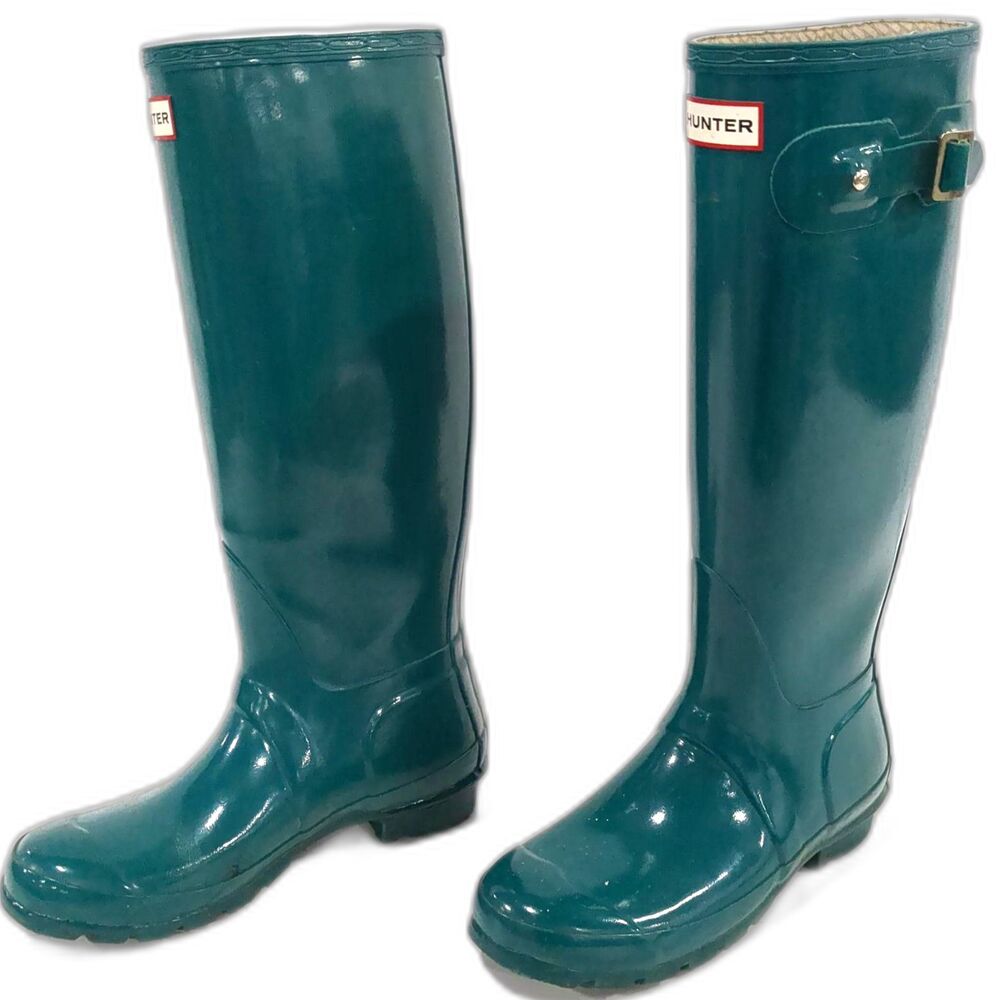 Hunter Green Rubber Rainboots - Size 6,